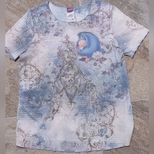 Disney Blue and Cream Graphic Tee 2X Women's Runs Small